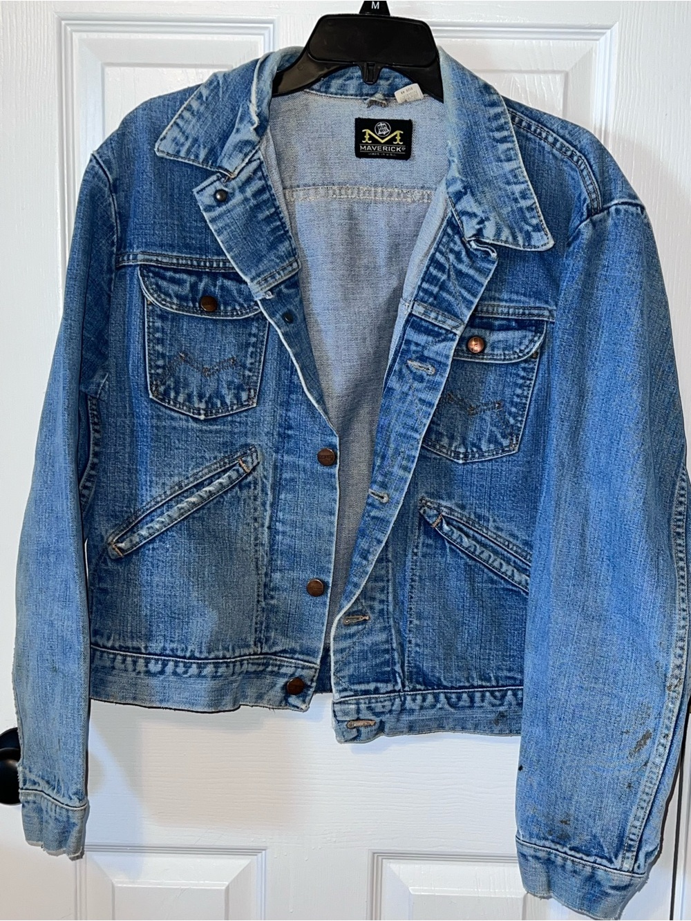 Vintage Maverick USA Denim Trucker Jacket Men’s 46 (Men’s XL)Distressed Workwear